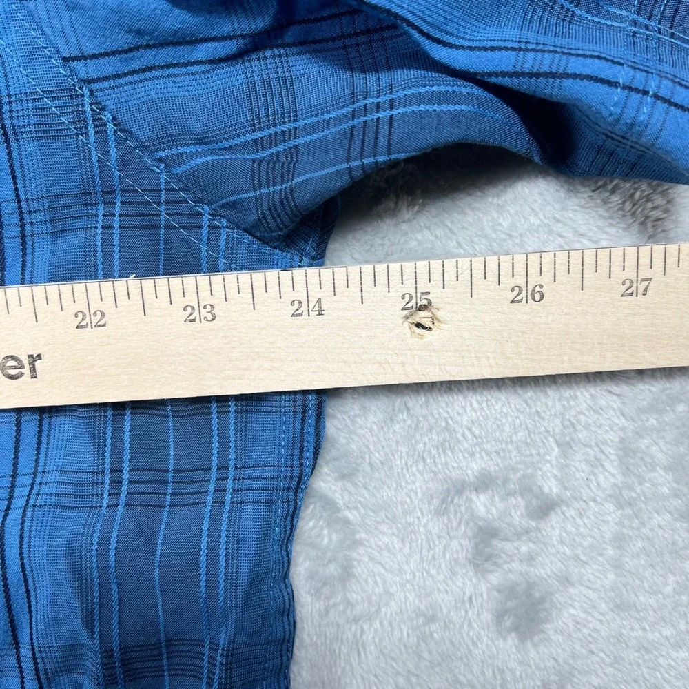 The‎ North Face Mens XL Blue Plaid Short Sleeve Button Down Hiking Shirt Pocket